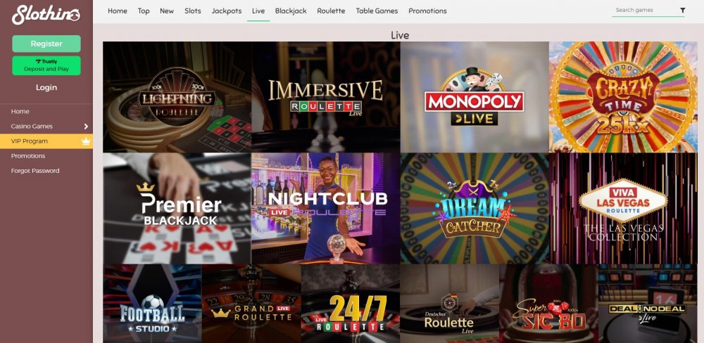 Slothino live casino